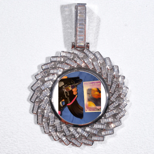 Large 3D Baguette Custom Picture Pendant