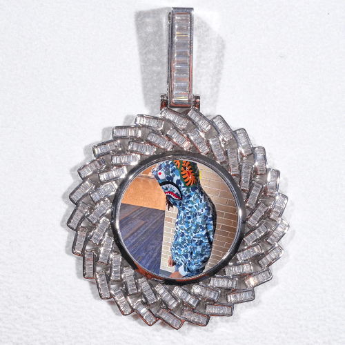 Large 3D Baguette Custom Picture Pendant