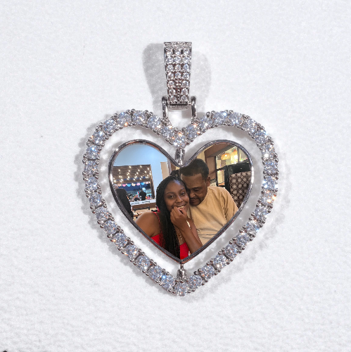 3D Spinning 2-Faced Heart Custom Picture Pendant