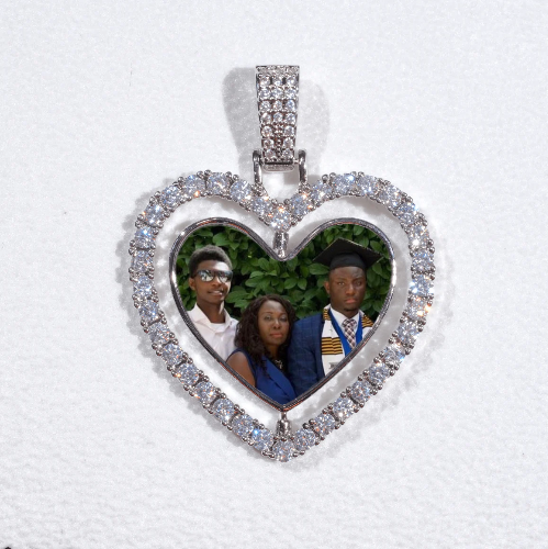 3D Spinning 2-Faced Heart Custom Picture Pendant
