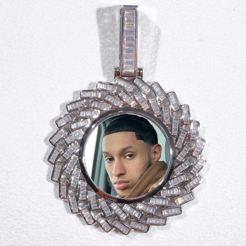 Large 3D Baguette Custom Picture Pendant