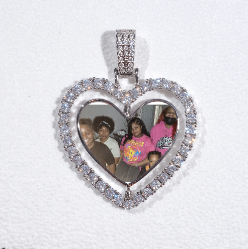 3D Spinning 2-Faced Heart Custom Picture Pendant
