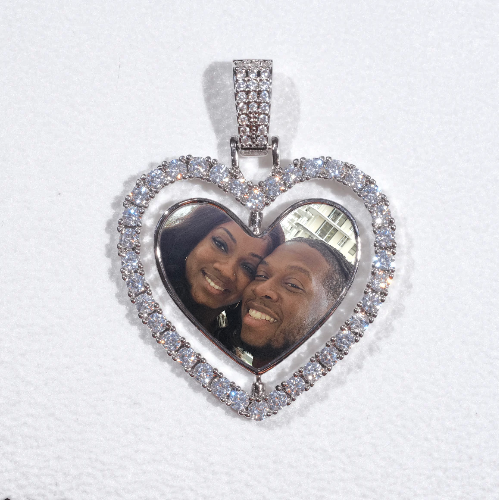 3D Spinning 2-Faced Heart Custom Picture Pendant