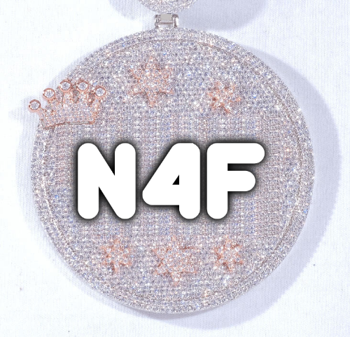 CUSTOM LETTER NECKLACE 3D BIG CROWN DISC