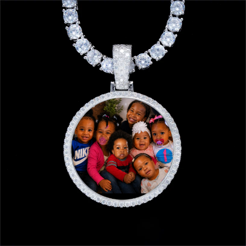 925S & VVS Moissanite 3D Circle Custom Picture Pendant