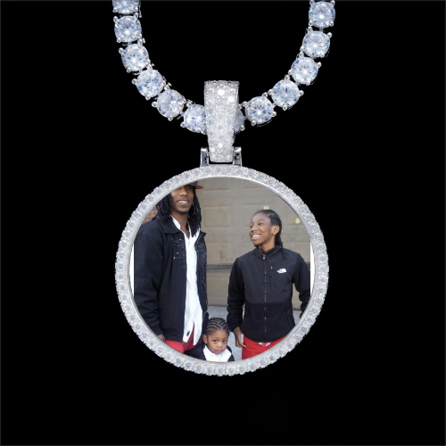 925S & VVS Moissanite 3D Circle Custom Picture Pendant