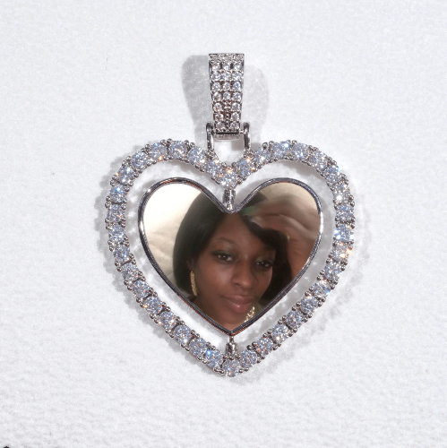 3D Spinning 2-Faced Heart Custom Picture Pendant