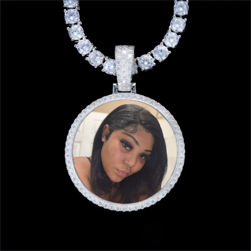 925S & VVS Moissanite 3D Circle Custom Picture Pendant
