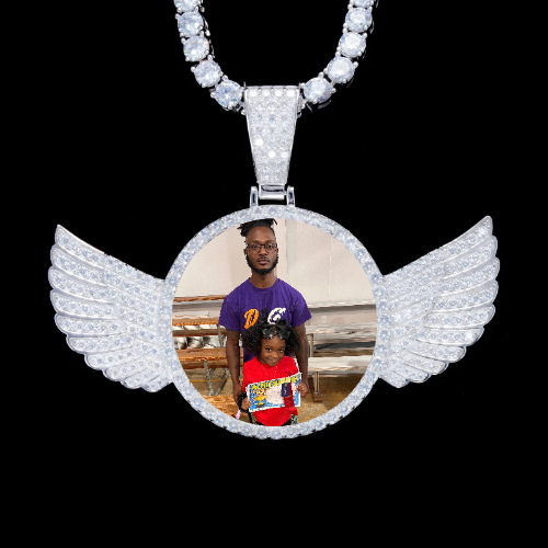 925S & VVS Moissanite 3D Wing Custom Picture Pendant