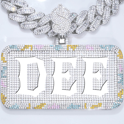 CUSTOM LETTER NECKLACE 3D COLORFUL SQUARE