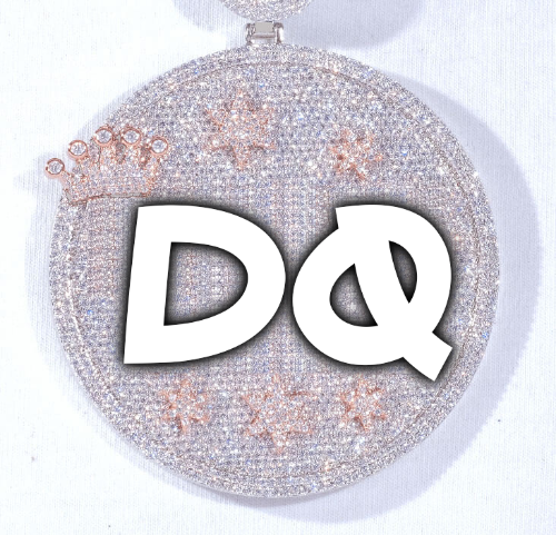 CUSTOM LETTER NECKLACE 3D BIG CROWN DISC