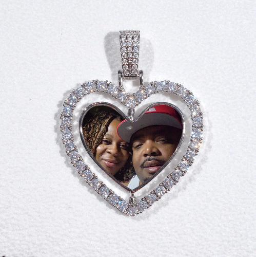 3D Spinning 2-Faced Heart Custom Picture Pendant