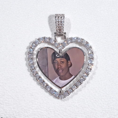 3D Spinning 2-Faced Heart Custom Picture Pendant