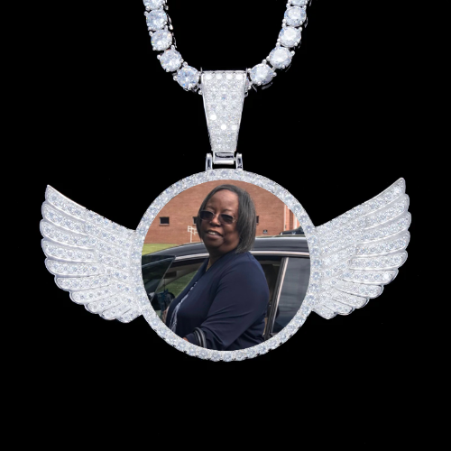 925S & VVS Moissanite 3D Wing Custom Picture Pendant