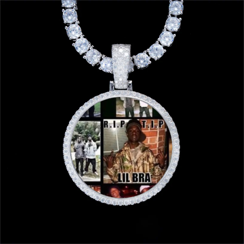 925S & VVS Moissanite 3D Circle Custom Picture Pendant