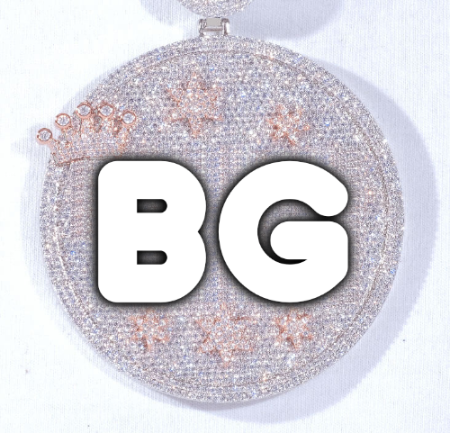 CUSTOM LETTER NECKLACE 3D BIG CROWN DISC