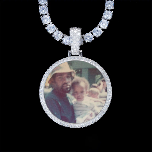 925S & VVS Moissanite 3D Circle Custom Picture Pendant