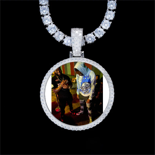 925S & VVS Moissanite 3D Circle Custom Picture Pendant