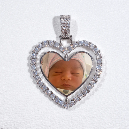 3D Spinning 2-Faced Heart Custom Picture Pendant