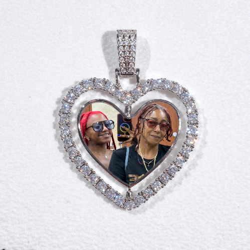 3D Spinning 2-Faced Heart Custom Picture Pendant