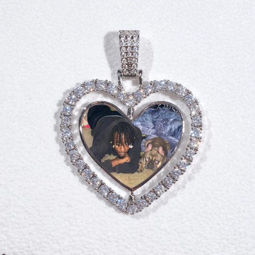 3D Spinning 2-Faced Heart Custom Picture Pendant
