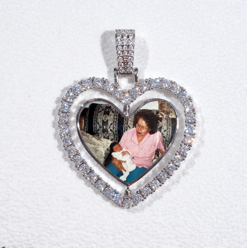 3D Spinning 2-Faced Heart Custom Picture Pendant