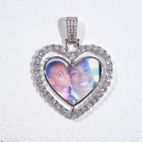 3D Spinning 2-Faced Heart Custom Picture Pendant