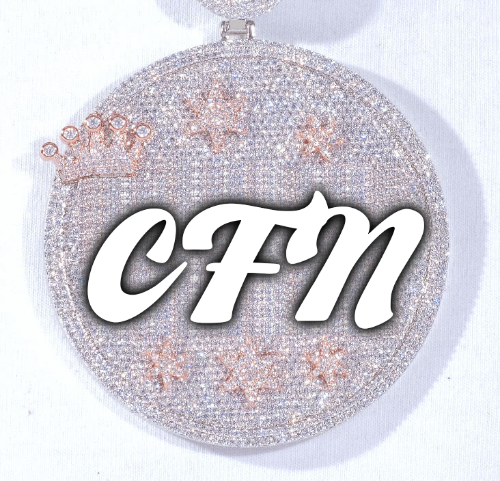 CUSTOM LETTER NECKLACE 3D BIG CROWN DISC
