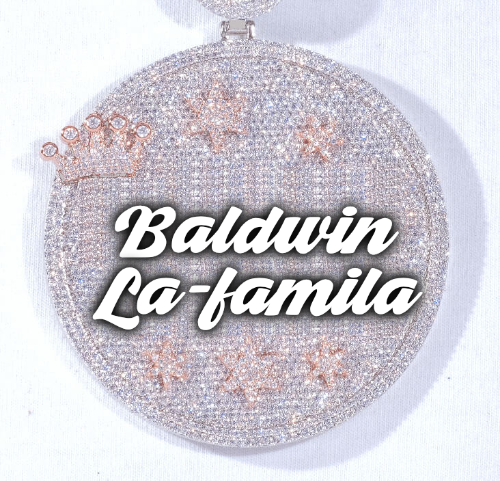 CUSTOM LETTER NECKLACE 3D BIG CROWN DISC