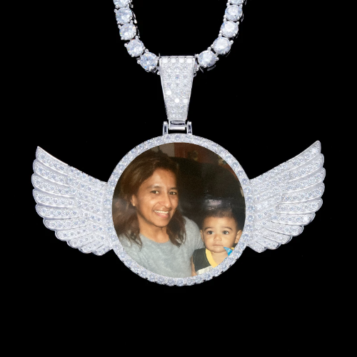 925S & VVS Moissanite 3D Wing Custom Picture Pendant