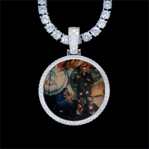 925S & VVS Moissanite 3D Circle Custom Picture Pendant