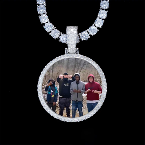 925S & VVS Moissanite 3D Circle Custom Picture Pendant