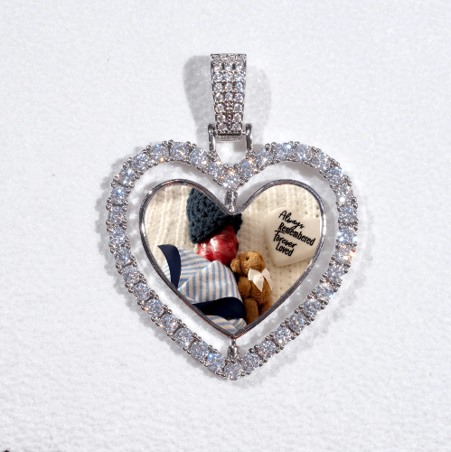 3D Spinning 2-Faced Heart Custom Picture Pendant