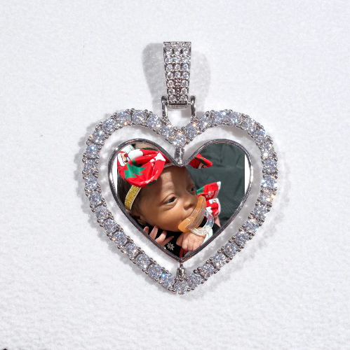3D Spinning 2-Faced Heart Custom Picture Pendant