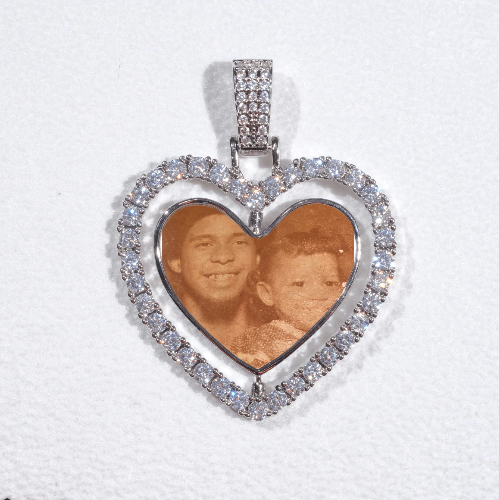 3D Spinning 2-Faced Heart Custom Picture Pendant
