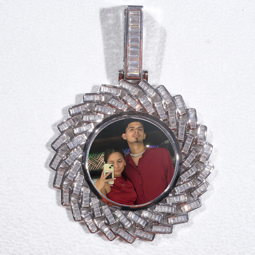 Large 3D Baguette Custom Picture Pendant