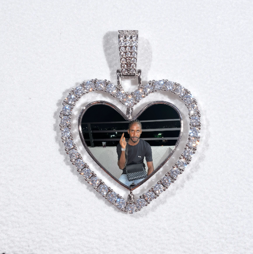 3D Spinning 2-Faced Heart Custom Picture Pendant
