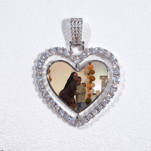 3D Spinning 2-Faced Heart Custom Picture Pendant