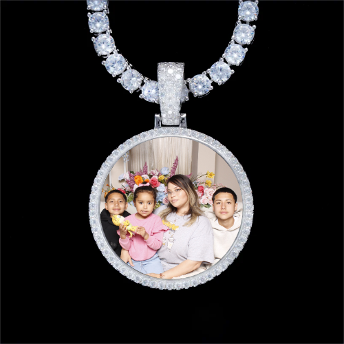 925S & VVS Moissanite 3D Circle Custom Picture Pendant
