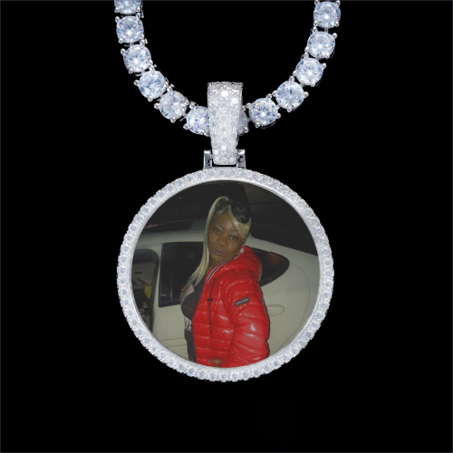925S & VVS Moissanite 3D Circle Custom Picture Pendant