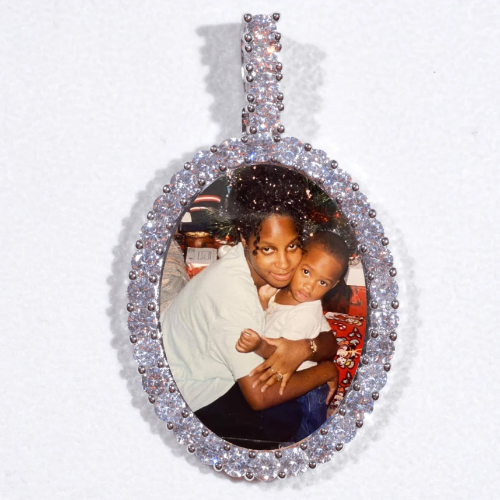 Large 3D Oval Custom Picture Pendant
