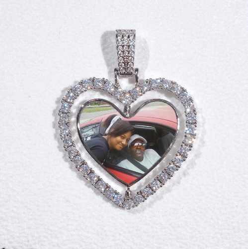 3D Spinning 2-Faced Heart Custom Picture Pendant