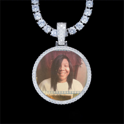 925S & VVS Moissanite 3D Circle Custom Picture Pendant