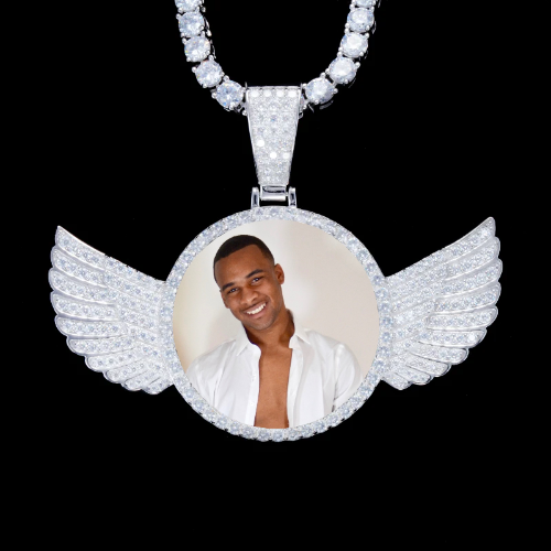 925S & VVS Moissanite 3D Wing Custom Picture Pendant