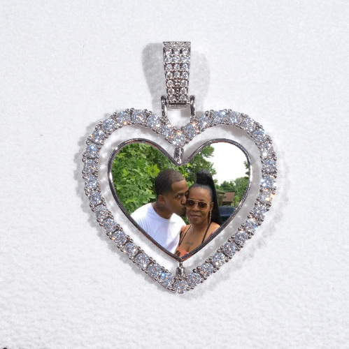 3D Spinning 2-Faced Heart Custom Picture Pendant