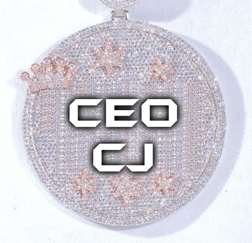 CUSTOM LETTER NECKLACE 3D BIG CROWN DISC