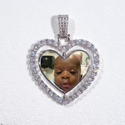 3D Spinning 2-Faced Heart Custom Picture Pendant