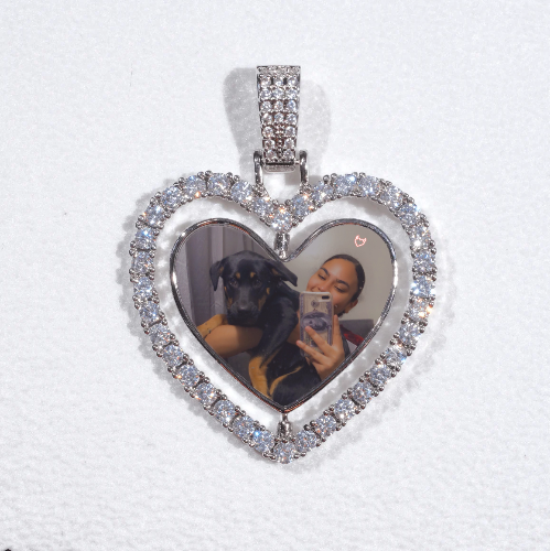 3D Spinning 2-Faced Heart Custom Picture Pendant