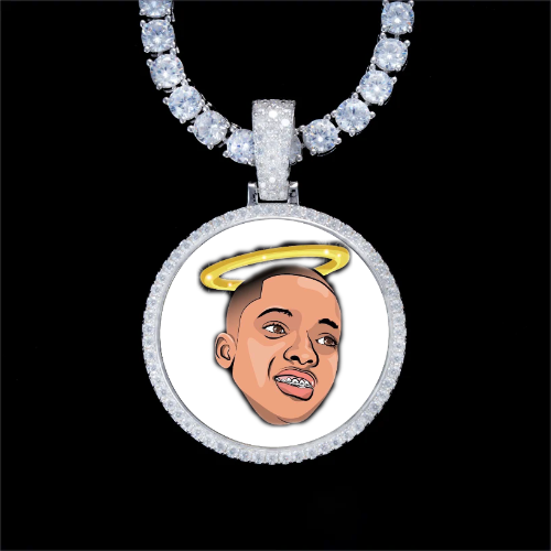 925S & VVS Moissanite 3D Circle Custom Picture Pendant