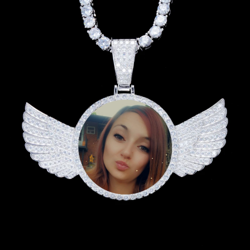 925S & VVS Moissanite 3D Wing Custom Picture Pendant